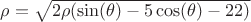 $\rho = \sqrt{2\rho(\sin(\theta) - 5\cos(\theta)-22)}$