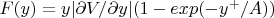 $F(y)=y|\partial V/\partial y|(1-exp(-y^+/A))$