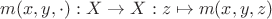 $m(x,y,\cdot):X\to X: z\mapsto m(x,y,z)$