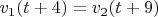 $v_1(t + 4) = v_2(t + 9)$