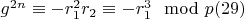 $ g^{2n}\equiv- r_1^2r_2\equiv- r_1^3\mod p\engo(29)$