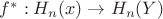 $f^*:H_n(x)\to H_n(Y)$
