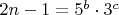$2n-1=5^b\cdot3^c$