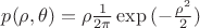 $p(\rho,\theta)=\rho \frac{1}{2\pi}\exp{(-\frac{\rho^2}{2})}$