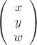\left( \begin{array}{ccc} x\\ 
y\\w\end{array} \right)$