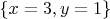 $\left\{x=3,y=1}\right\}$