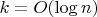 $k=O(\log{n})$