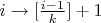 $i\to[\frac{i-1}{k}]+1$
