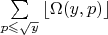 $\sum\limits_{p\leqslant \sqrt{y}} \left\lfloor\Omega(y,p)\right\rfloor$