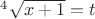 ^{4}\sqrt {x+1}=t