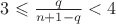 $3\leqslant \frac{q}{n+1-q} < 4$