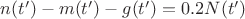 $n(t')-m(t')-g(t')=0.2N(t')$ $n(t')-m(t')-g(t')=0.2N(t')$