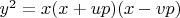 $y^2 = x(x + up)(x - vp)$