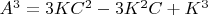 $A^{3}=3KC^{2}-3K^{2}C+K^{3}$