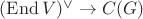 $(\operatorname{End}V)^\vee\to C(G)$ $(\operatorname{End}V)^\vee\to C(G)$
