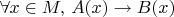 $\forall x\in M,\,A(x)\to B(x)$