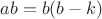 $ab=b(b-k)$