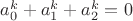 $a_0^k+a_1^k+a_2^k=0$