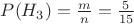 $P(H_3)=\frac m n = \frac 5 {15}$