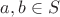 $a,b\in S$