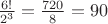$\frac{6!}{2^3}=\frac{720}8=90$