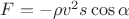 $F = - \rho v^2 s \cos \alpha$
