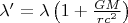 $\lambda ' = \lambda \left (  1 + \frac{GM}{r c^2}\right )$