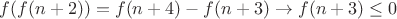 $f(f(n+2))=f(n+4)-f(n+3)\to f(n+3)\le 0$