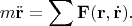 $$m\ddot{\mathbf{r}}=\sum\mathbf{F}(\mathbf{r},\dot{\mathbf{r}}).$$