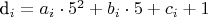 d_i = a_i \cdot  5^2 + b_i \cdot 5 + c_i +1
