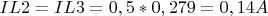 $IL2 = IL3 = 0,5*0,279=0,14A$