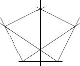 $\begin{picture}(100,100) \color{black} \linethickness{1} \put(15,0){\line(1,0){50}} \put(20,0){\line(-1,2){25}} \put(60,0){\line(1,2){25}} \put(0,40){\line(2,1){45}} \put(80,40){\line(-2,1){45}} \put(20,0){\line(3,2){65}} \put(60,0){\line(-3,2){65}} \put(40,-5){\line(0,1){75}} \end{picture}$