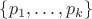 $\{ p_1, \ldots, p_k \}$