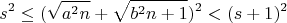 $$s^2 \leq (\sqrt{a^2n}+\sqrt{b^2n+1})^2 < (s+1)^2$$