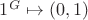 $1^G\mapsto (0,1)$