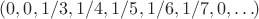 $(0,0,1/3,1/4,1/5,1/6,1/7,0,\ldots)$