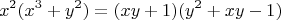 $$x^2(x^3 + y^2) = (xy + 1)(y^2 + xy - 1)$$