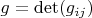 $g=\det(g_{ij})$