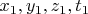 $x_1,y_1,z_1,t_1$