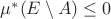 $\mu^*(E\setminus A)\leq 0$
