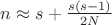 $n\approx s + \frac{s(s-1)}{2N}$