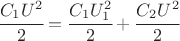 $ \cfrac{C_1 U^2}{2} = \cfrac{C_1 U_1^2}{2}+\cfrac{C_2 U^2}{2} $ $ \cfrac{C_1 U^2}{2} = \cfrac{C_1 U_1^2}{2}+\cfrac{C_2 U^2}{2} $