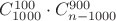 $C_{1000}^{100} \cdot C_{n - 1000}^{900}$