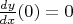 $\frac{dy}{dx}(0) = 0$