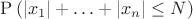 ${\rm P}\,(|x_1|+ \ldots+|x_n| \le N)$