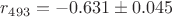 $ r_{493}=-0.631 \pm 0.045$