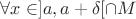 $\forall x\in ]a,a+\delta[\cap M$