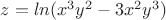 $z=ln(x^3y^2-3x^2y^3)$