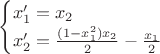 $$
\begin{cases}
x_1'=x_2\\
x_2'=\frac{(1-x_1^2)x_2}2-\frac{x_1}{2}\\
\end{cases}
$$