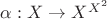 $\alpha :X \to X^{X^2}$